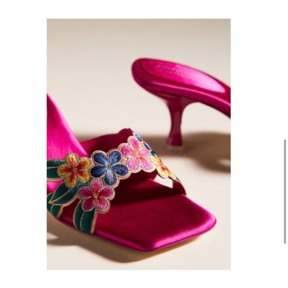 Anthropologie Flora Heels in Bright Pink. - Picture 6 of 7